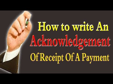 Acknowledgement letter of receipt of a payment. Video