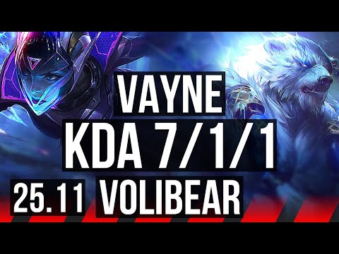 VAYNE vs VOLIBEAR (TOP) | 7/1/1, Godlike | EUW Grandmaster | 25.11
