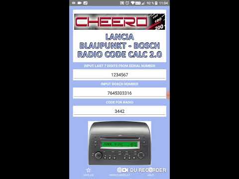 RADIO CODE for LANCIA B&B