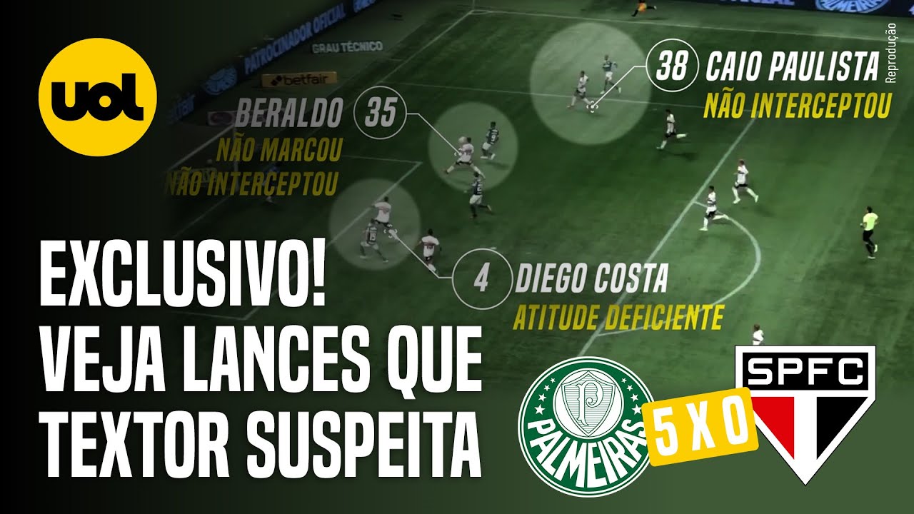 VÍDEO: site mostra lances suspeitos de manipulação apontados por John Textor em Palmeiras 5 x 0 São Paulo e detalhes de depoimento de acionista da SAF do Botafogo VÍDEO: site mostra lances suspeitos de manipulação apontados por John Textor em Palmeiras 5 x 0 São Paulo e detalhes de depoimento de acionista da SAF do Botafogo