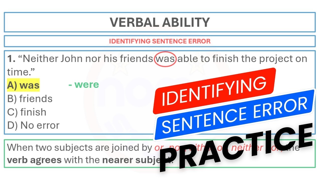 IDENTIFYING SENTENCE ERROR PRACTICE (10 items)