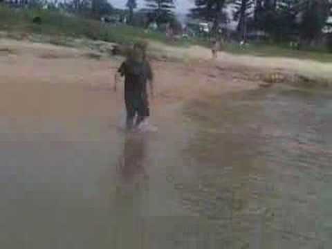 doddy falls into the water