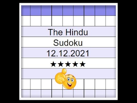 🔴How to Solve The Hindu Sudoku 5 Star | Step by Step Solution | 12.12.2021 | Difficulty Level  ★★★★★
