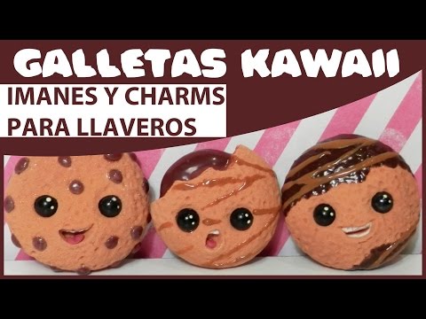 Imanes para el frigorífico o charms. Galletas kawaii de porcelana fría o fimo.