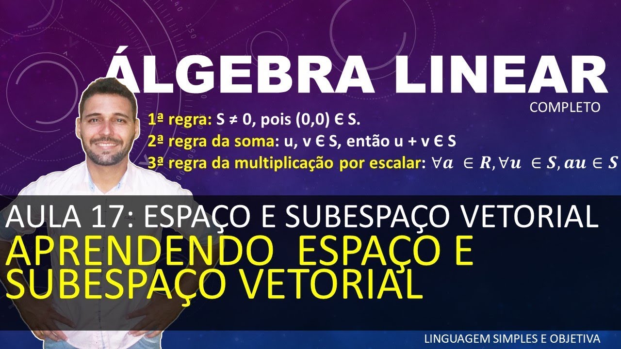 ÁLGEBRA LINEAR - Aula 17 - Espaço e Sub Vetorial (parte 1) - Aprendendo Espaço e Subespaço Vetorial