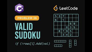 YouTube video 'LeetCode 36: Valid Sudoku | C# Solution | Matrix Validation |'