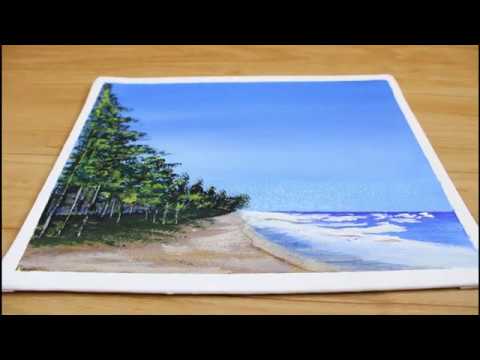 How to paint a beach scene with acrylic easy beach painting ideas | Acrylics Painting