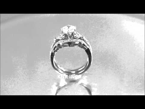 18K WHITE GOLD ROUND CUT DIAMOND ENGAGEMENT RING AND BAND 1.55CTW H-SI1 EGL USA - KNR INC - 646 -