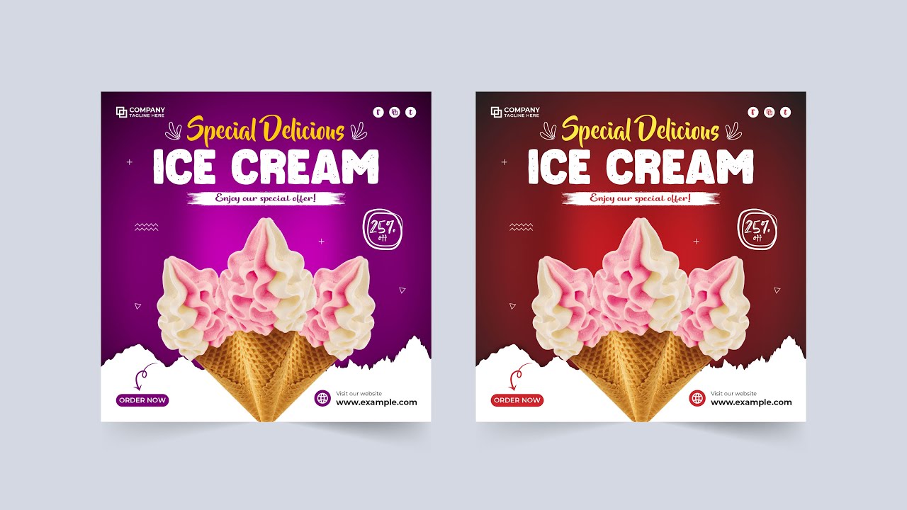 Ice Cream Social Media Post Free Download | Delicious Ice Cream Marketing Web Banner