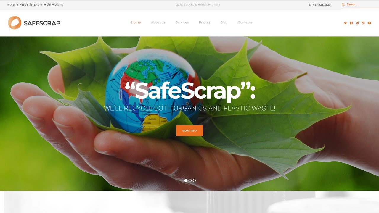 Recycling Services Environmental WordPress Theme by RockThemes Website Template - 62328