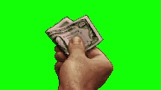 Duke Nukem "shake it baby" hand with money green screen