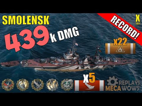 DAMAGE RECORD! Smolensk 439k Damage & 5 Kills | World of Warships Gameplay