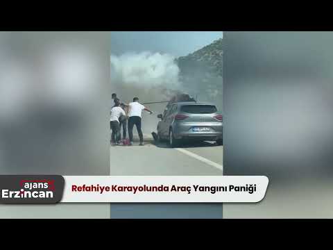 Refahiye Karayolunda Araç Yangını Paniği