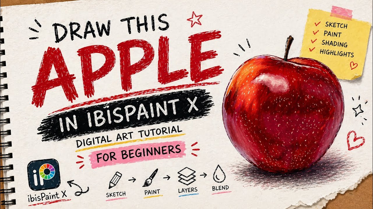 Apple in ibisPaint X | Digital Art Tutorial for Beginners