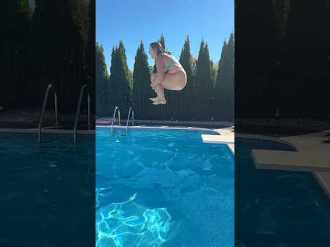 GAINT CANNONBALL into the Cold Swimming Pool with Large Splash #shorts