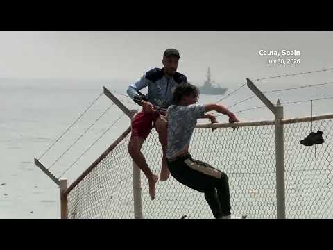 Video Thumbnail: Ceuta border overwhelmed as migrants swim from Morocco