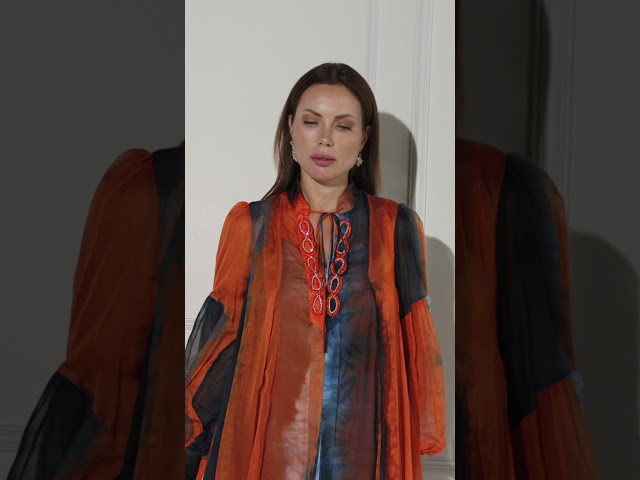 BiColored Dress in orange and blue