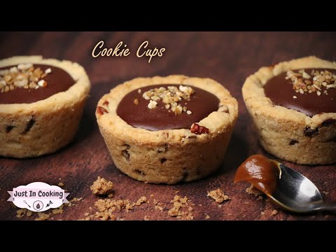 Caramel and Chocolate Ganache Cookie Cups