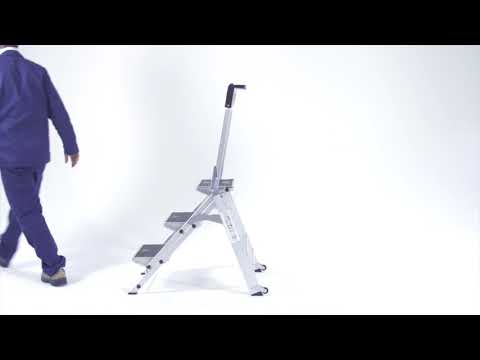 Record Svelt - Sgabello industriale richiudibile con guardacorpo pieghevole e ruote