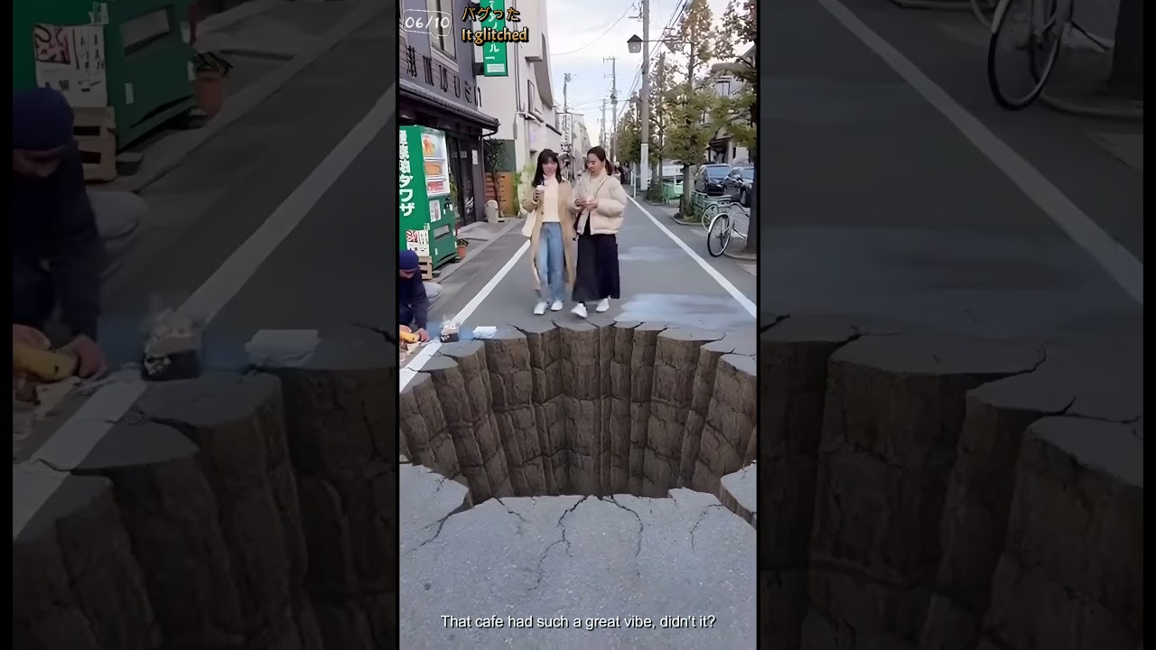 【AI動画】3Dトリックアートだと思ったら…予想外の展開に!?😱様々なバリエーションのハプニングが満載です😂【編集付加】