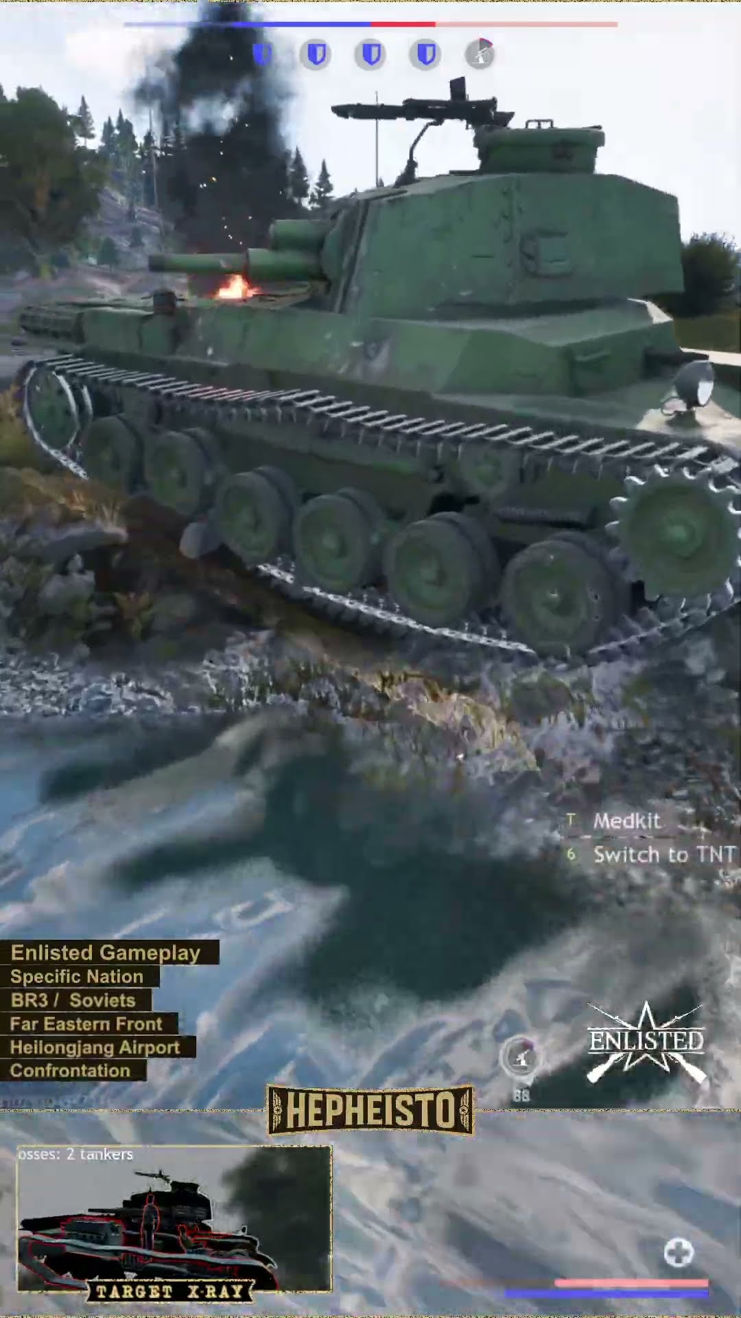 Radio Operator eliminates Tank Ho-I with TNT Charge