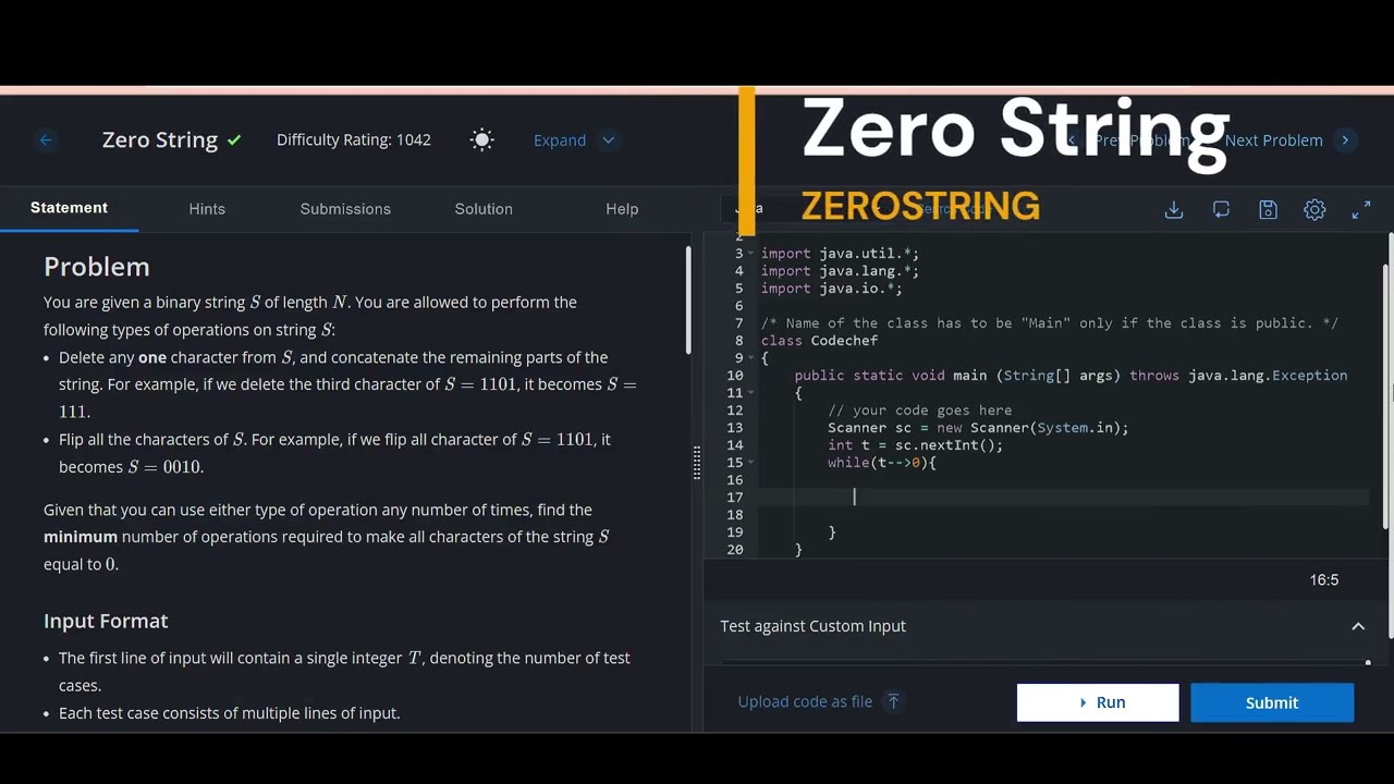 CodeChef Zero String Problem Solution || #ZEROSTRING #coding #codechef #codechefsolution
