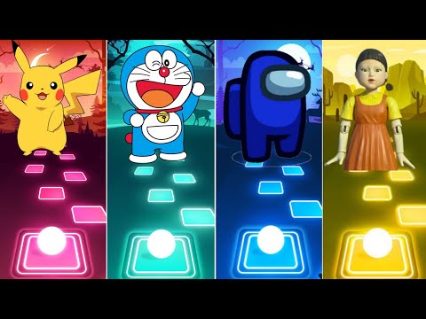 Pikachu vs Doraemon vs Among Us vs Squid Game | Tiles Hop EDM Rush