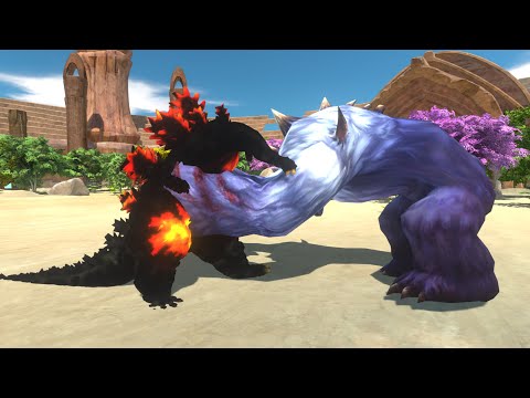 Super Bear Oasis Death Run vs Godzilla Burning - Animal Revolt Battle Simulator