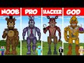Minecraft FIVE NIGHTS AT FREDDY'S STATUE HOUSE BUILD CHALLENGE - NOOB vs PRO vs HACKER vs GOD / FNAF