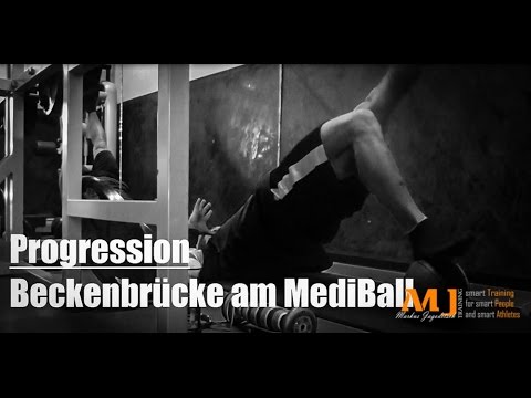 Po-Übungen: Beckenheben, Glute bridge, Hip lift am Medizinball