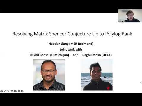 STOC 2023 - Session 10A - Resolving Matrix Spencer Conjecture Up to Poly-logarithmic Rank.
