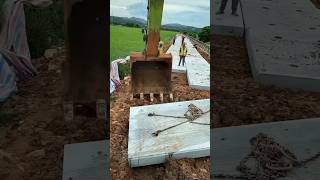 Road Construction Using Precast Cement Blocks with Excavator #construction #shorts #road