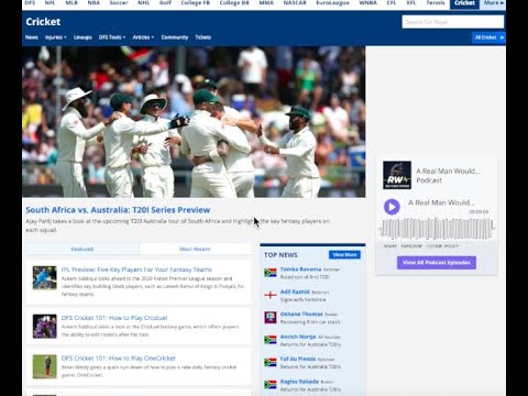 Rotowire Fantasy Cricket Tools Tutorial