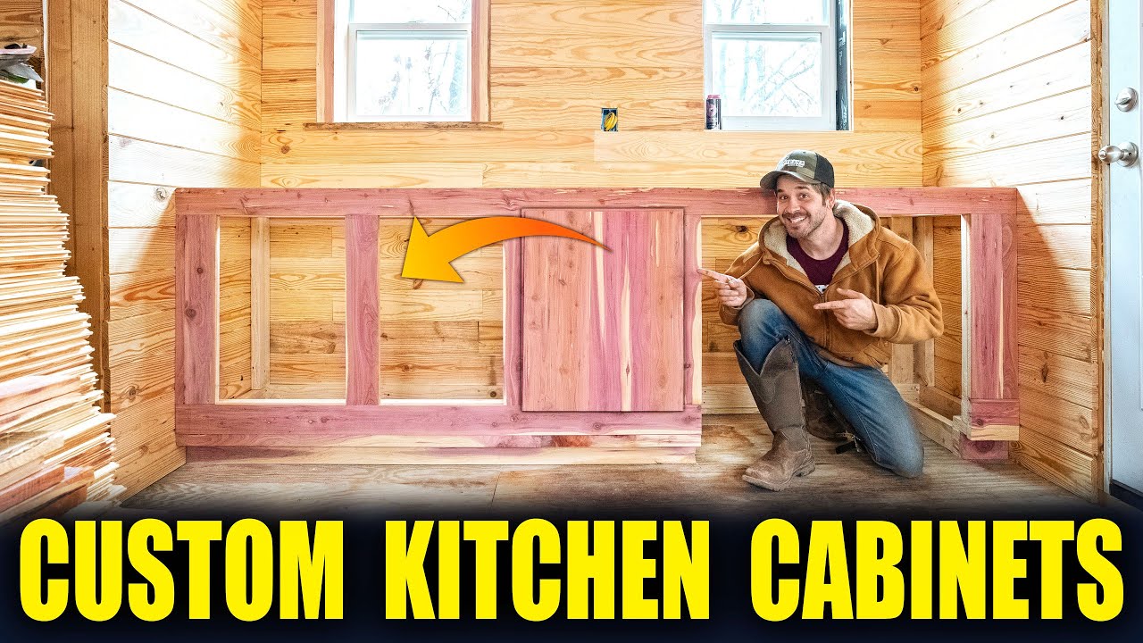 Building Custom Cedar Kitchen Cabinets in the Off Grid TINY HOUSE!!