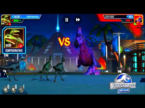 COMPSOGNATHUS LEVEL 9999 VS DEATH DODO (BOSS EVENT) | JURASSIC WORLD THE GAME