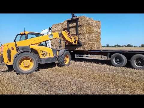 Załadunek i rozładunek słomy w dużej kostce🔥JCB 530-70🔥Widły na 4 kostki🔥2x hl 8011