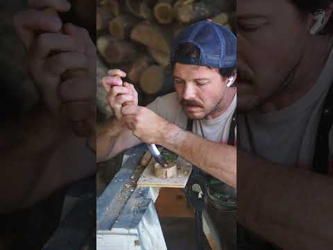 carving a spoon out of almond wood!