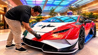 PINTANDO UMA LAMBORGHINI NO MEIO DO SHOPPING 