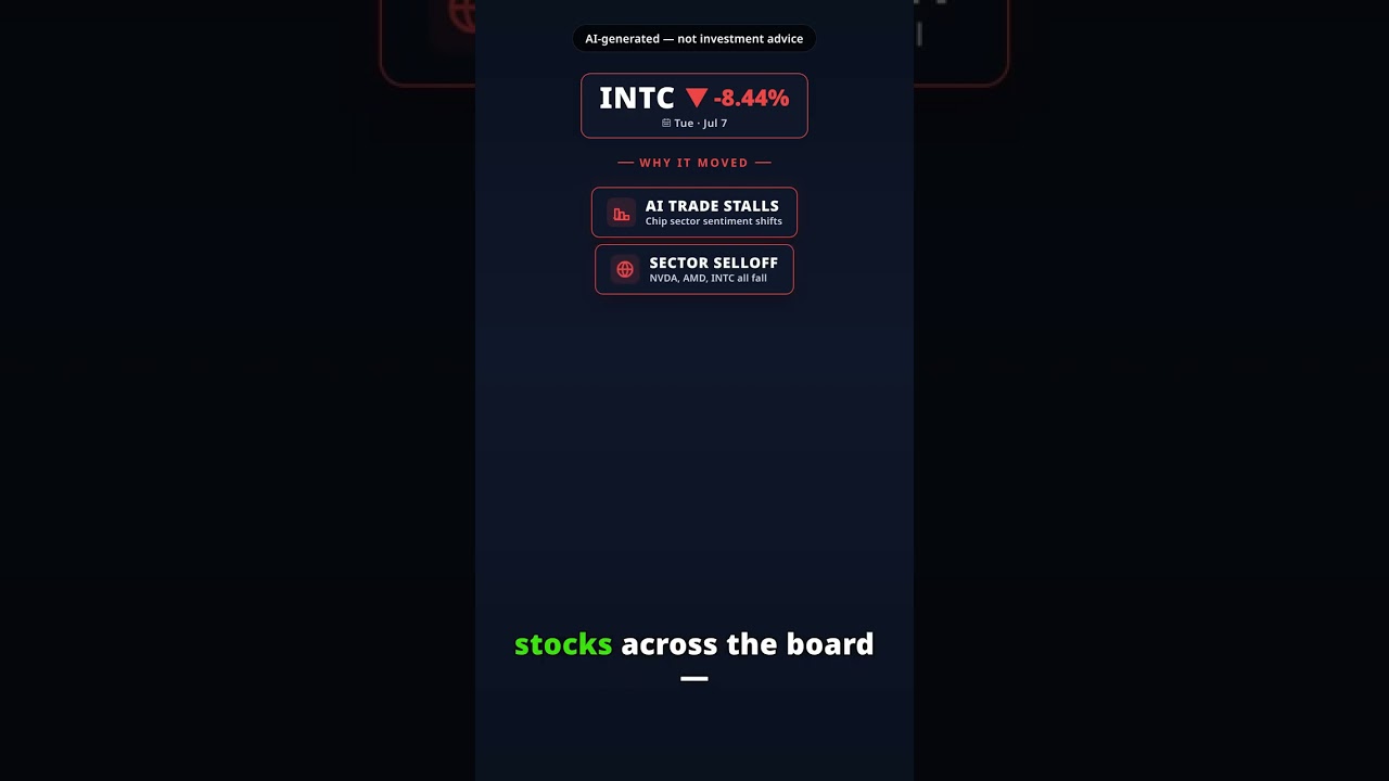 Why Is Intel Stock Tumbling Today? INTC -8.44% (Jul 7) — AI Trade Slowdown