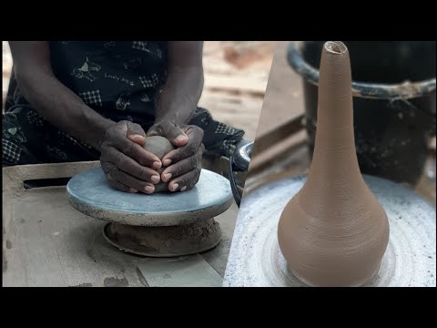 Throwing/Making a pottery vase with a thin long neck