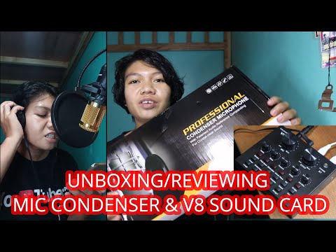 UNBOXING & REVIEWING MIC CONDENSER WITH V8 SOUND CARD (COMPLETE SET)| POWERED BY RJ