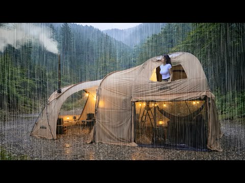 Dauerregen: Aufblasbares Zelt für Solo-Camping / 9-Tage-Folge / Schlafregen-ASMR