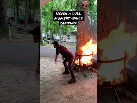 Lighting a Camp fire fart!?!? I’ve never seen this done before!  #camping #fire #funny