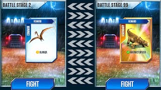 FULL ALL BATTLE STAGES FROM 1 TO 99 | JURASSIC WORLD THE GAME