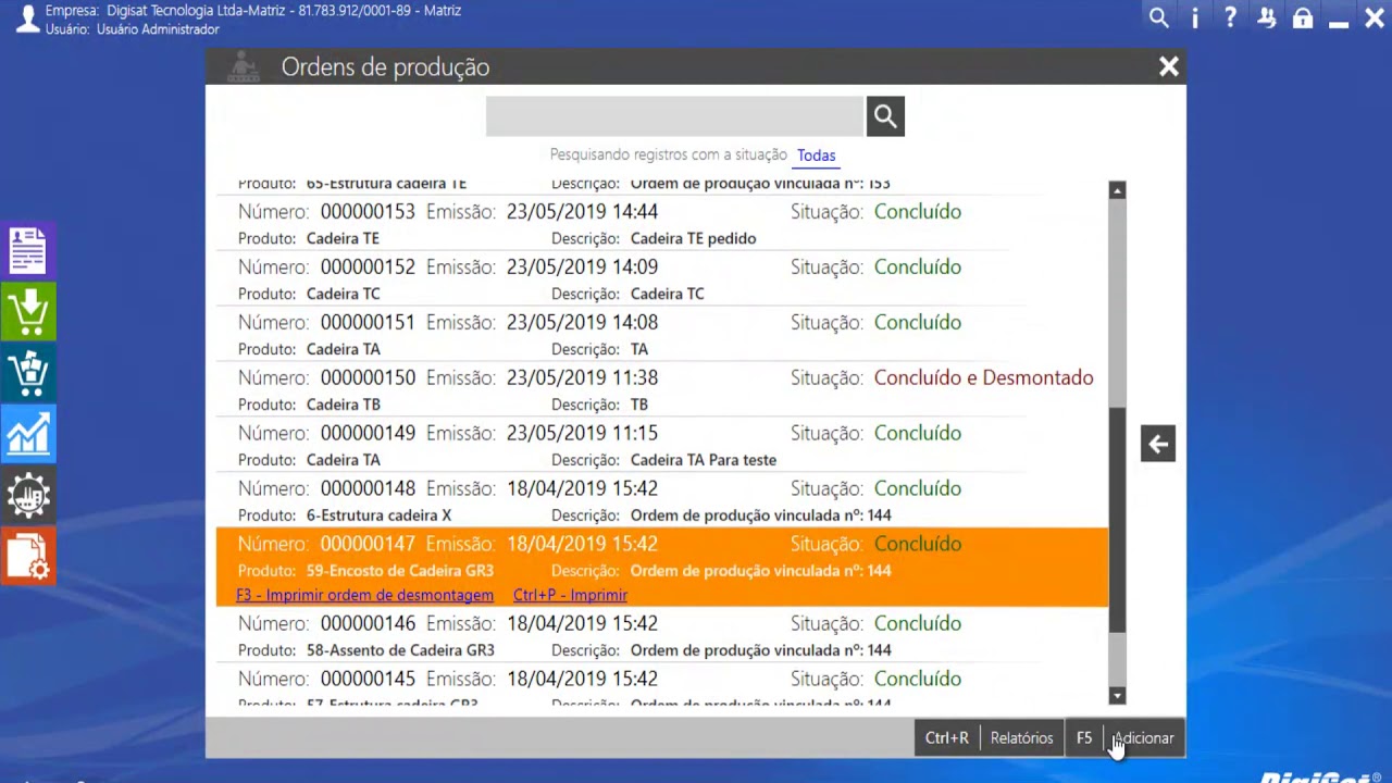 ADMI Ordem de produção