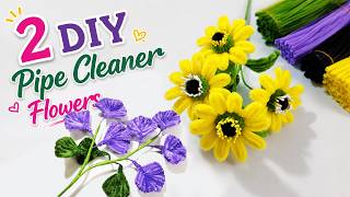 2 DIY Pipe Cleaner Flowers 🌻💜 Easy Tutorial for Beginners