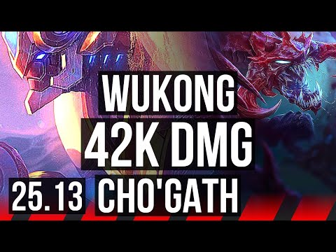 WUKONG vs CHO'GATH (TOP) | 8 solo kills, 42k DMG, Legendary, 19/4/3 | KR Master | 25.13