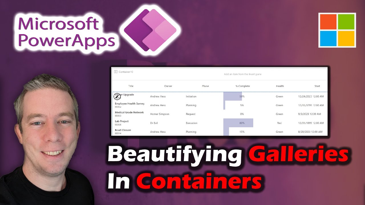 Making Galleries in Containers look like SharePoint or Excel tables