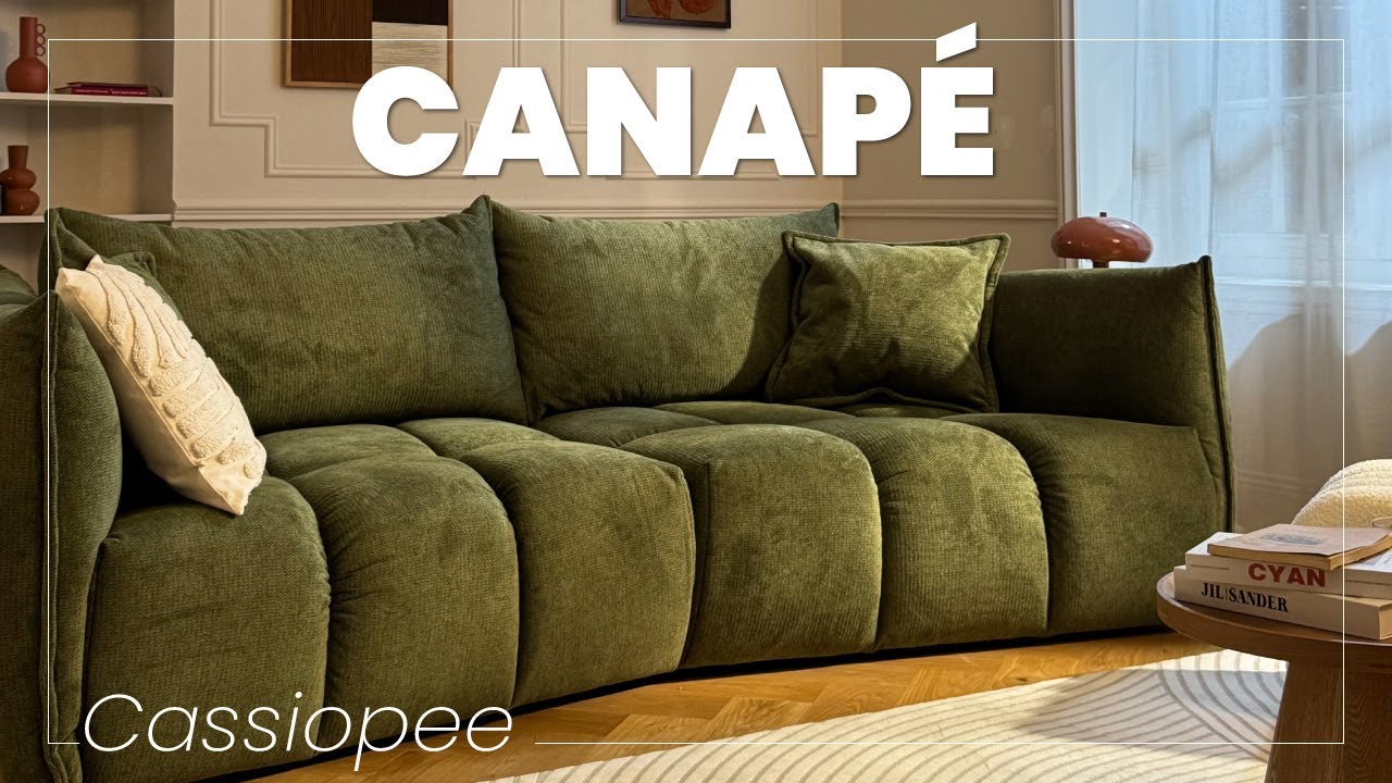 Thumbnail video of the produit Cassiopee - canapé droit 3 places assise profonde en tissu texturé