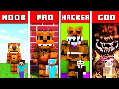 Minecraft Battle: FNAF FREDDY MUTANT CHALLENGE - NOOB vs PRO vs HACKER vs GOD in Minecraft Animation